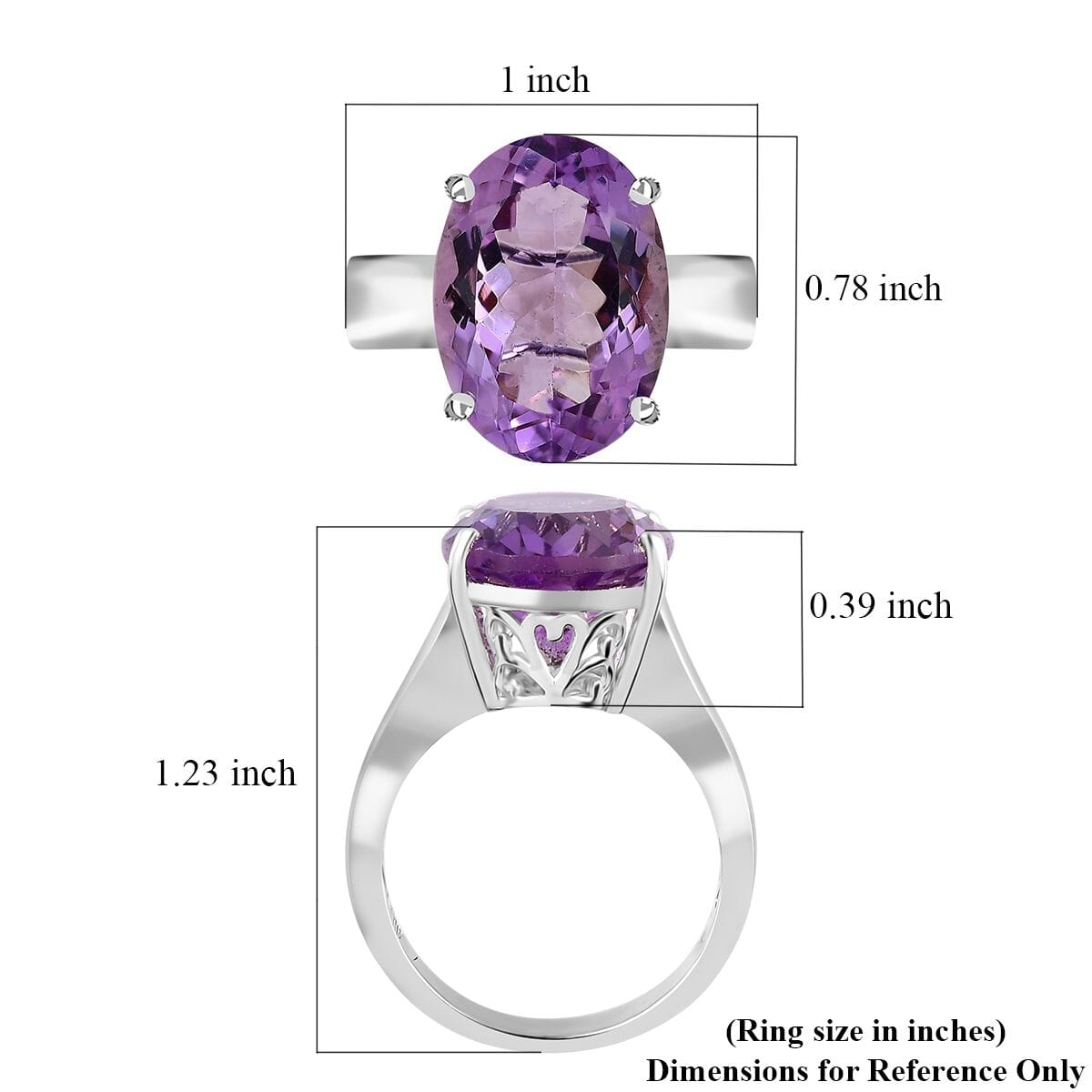 Premium Rose De France Amethyst Solitaire Ring in Platinum Over Sterling Silver (Size 8) 11.60 ctw image number 5