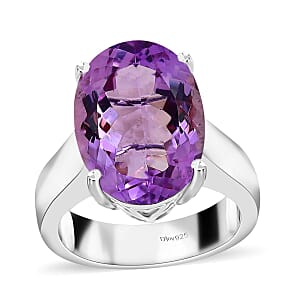 Premium Rose De France Amethyst Solitaire Ring in Platinum Over Sterling Silver (Size 7.0) 11.60 ctw