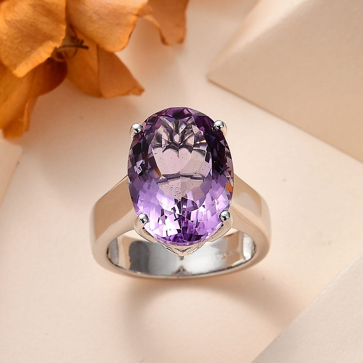 Premium Rose De France Amethyst Solitaire Ring in Platinum Over Sterling Silver (Size 7.0) 11.60 ctw image number 1