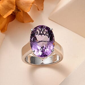 Premium Rose De France Amethyst Solitaire Ring in Platinum Over Sterling Silver (Size 7.0) 11.60 ctw