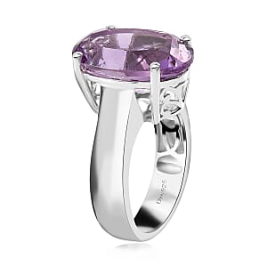 Premium Rose De France Amethyst Solitaire Ring in Platinum Over Sterling Silver (Size 7.0) 11.60 ctw