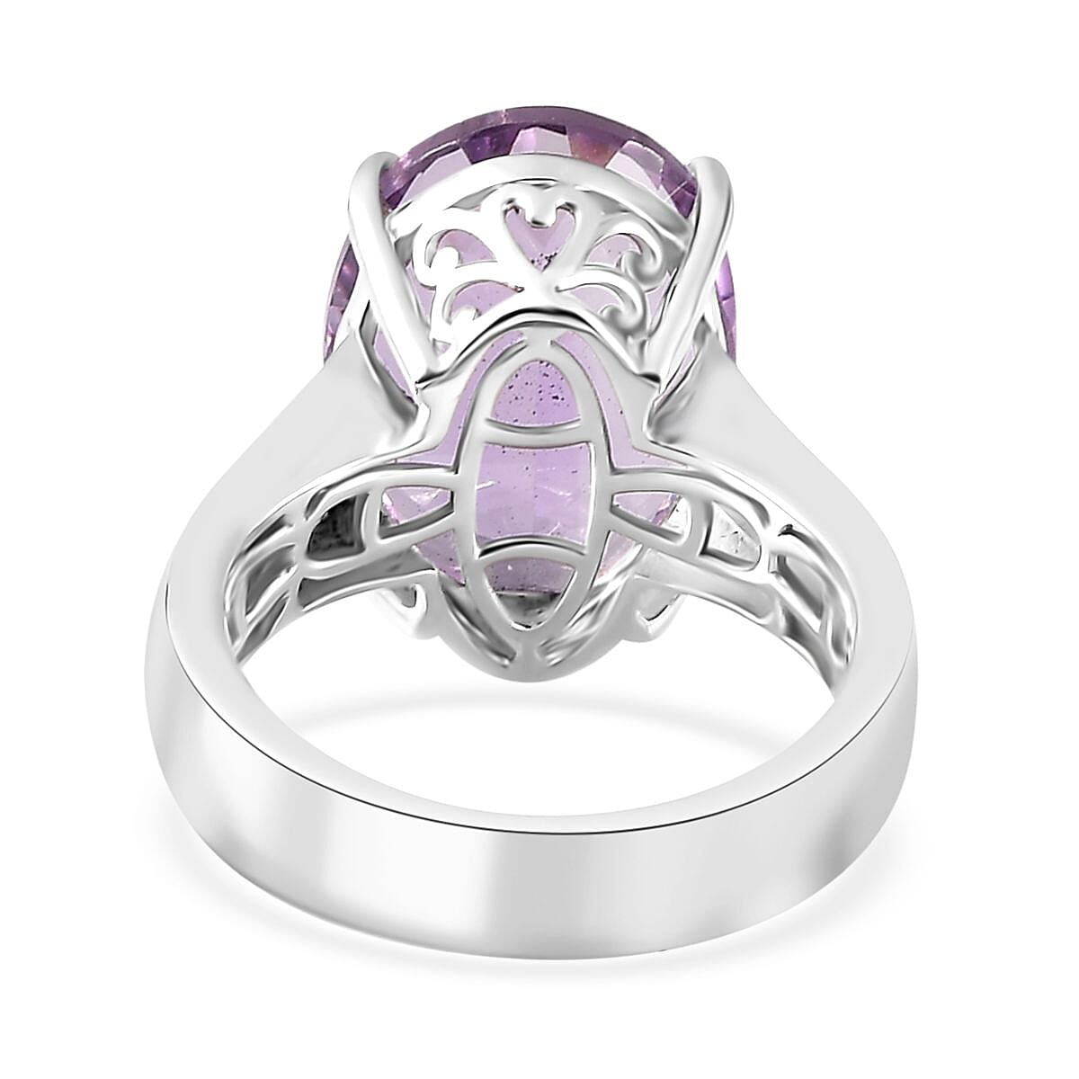 Premium Rose De France Amethyst Solitaire Ring in Platinum Over Sterling Silver (Size 7.0) 11.60 ctw image number 4