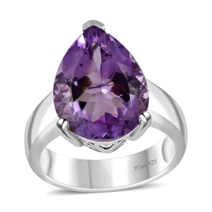Premium Rose De France Amethyst Solitaire Ring in Platinum Over Sterling Silver (Size 7.0) 10.40 ctw