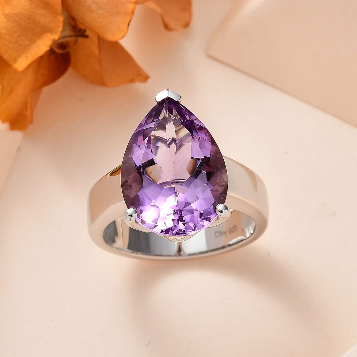 Premium Rose De France Amethyst Solitaire Ring in Platinum Over Sterling Silver (Size 7.0) 10.40 ctw image number 1