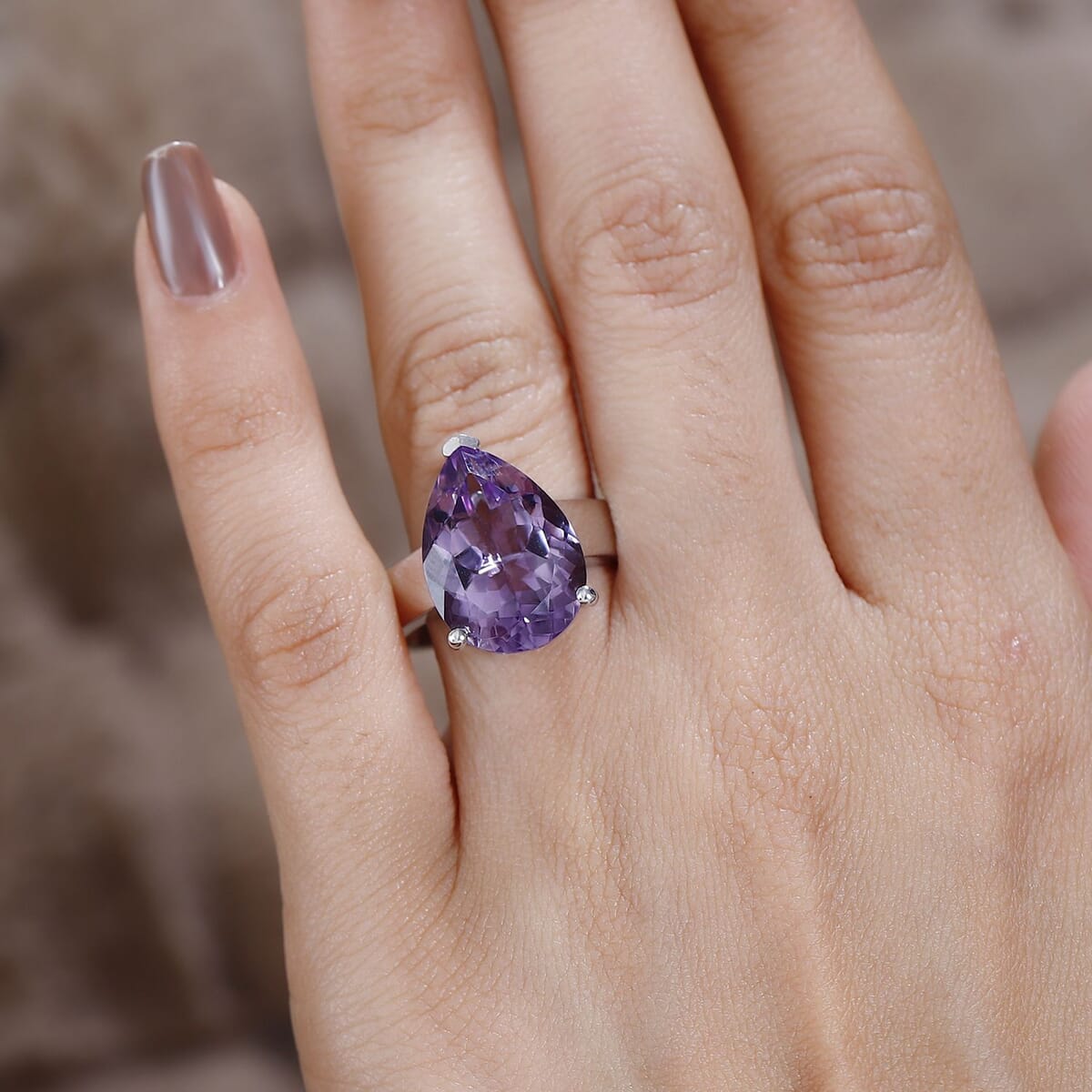 Premium Rose De France Amethyst Solitaire Ring in Platinum Over Sterling Silver (Size 7.0) 10.40 ctw image number 2