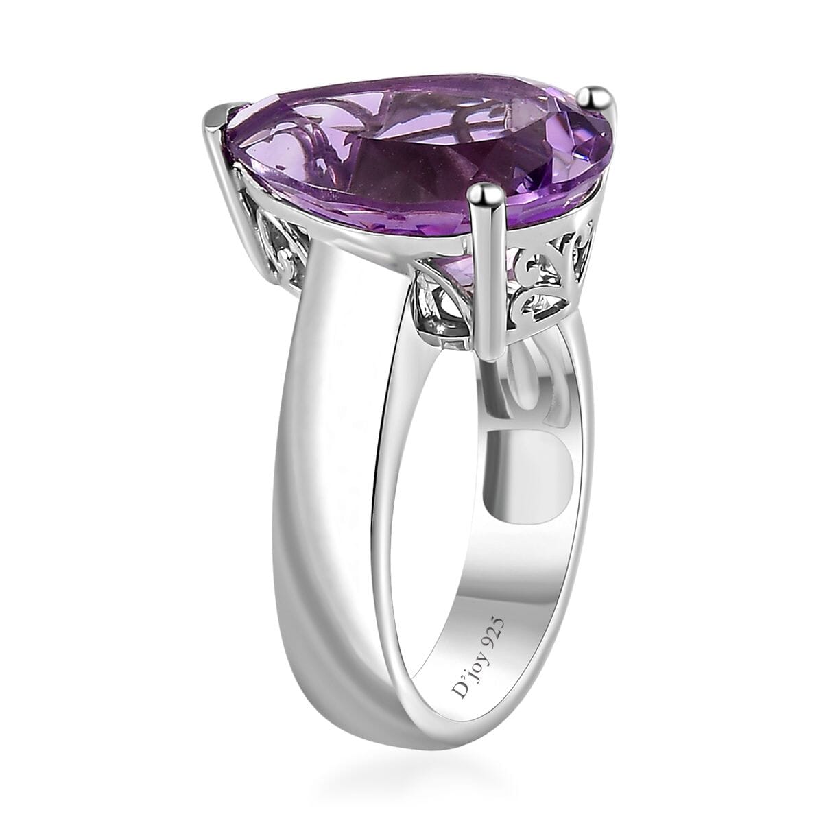 Premium Rose De France Amethyst Solitaire Ring in Platinum Over Sterling Silver (Size 7.0) 10.40 ctw image number 3