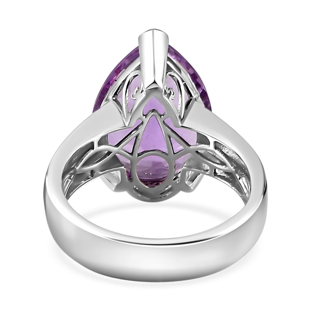 Premium Rose De France Amethyst Solitaire Ring in Platinum Over Sterling Silver (Size 7.0) 10.40 ctw image number 4