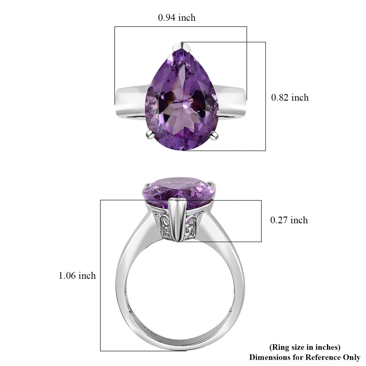 Premium Rose De France Amethyst Solitaire Ring in Platinum Over Sterling Silver (Size 7.0) 10.40 ctw image number 5