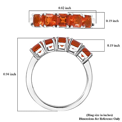 Asscher Cut Crimson Fire Opal 5 Stone Ring in Platinum Over Sterling Silver (Size 10.0) 1.15 ctw
