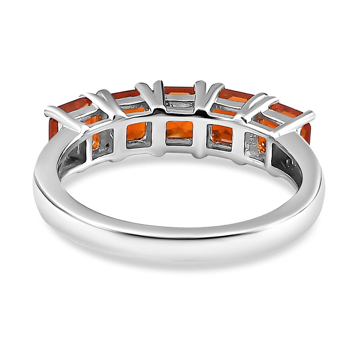 Asscher Cut Crimson Fire Opal Ring in Platinum Over Sterling Silver (Size 7.0) 1.15 ctw image number 4