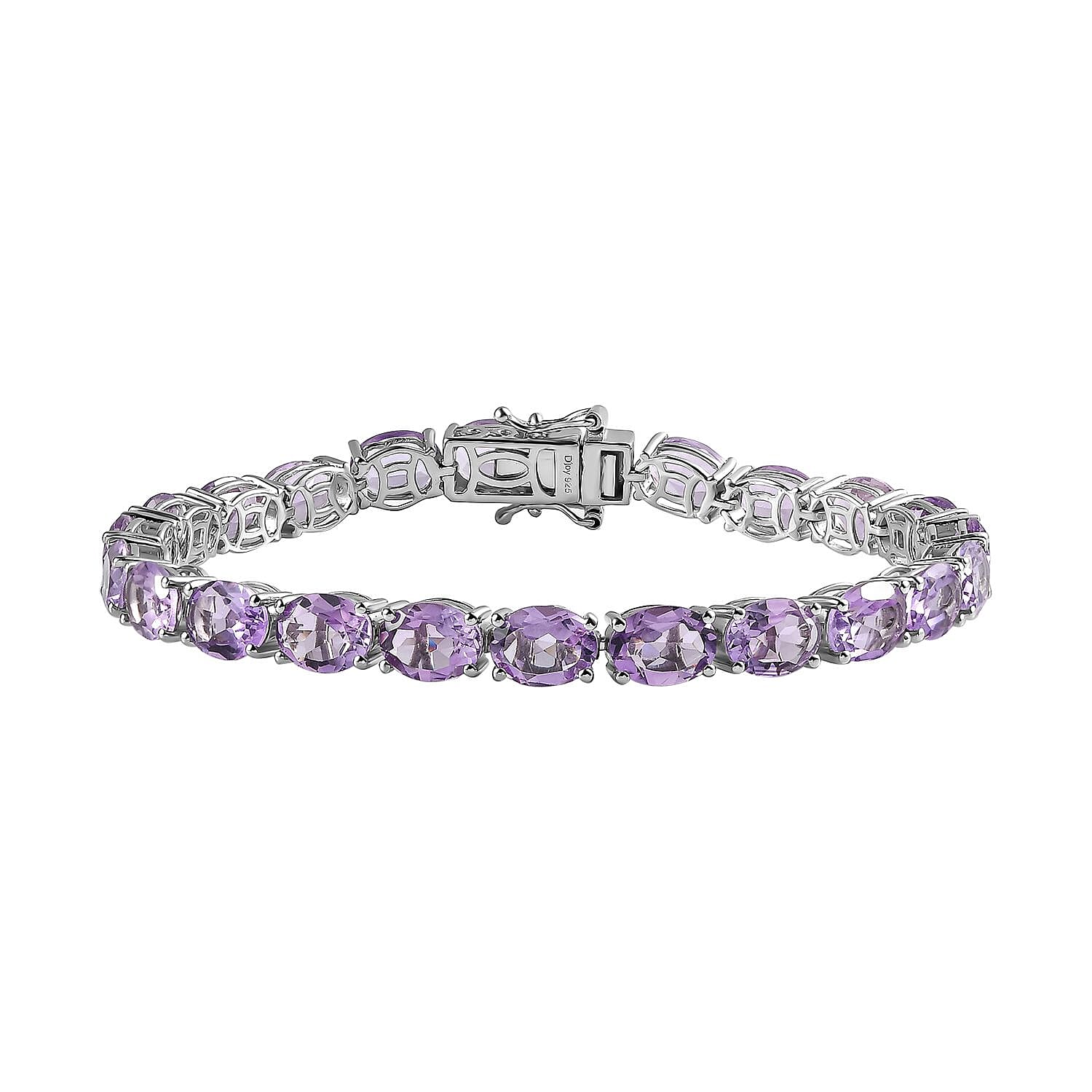 Premium Rose De France Amethyst Tennis Bracelet in Platinum Over Sterling Silver (7.25 In) 22.90 ctw