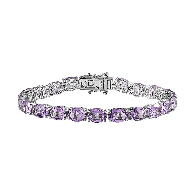 Premium Rose De France Amethyst Tennis Bracelet in Platinum Over Sterling Silver (7.25 In) 22.90 ctw