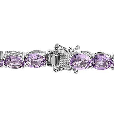 Premium Rose De France Amethyst Tennis Bracelet in Platinum Over Sterling Silver (7.25 In) 22.90 ctw