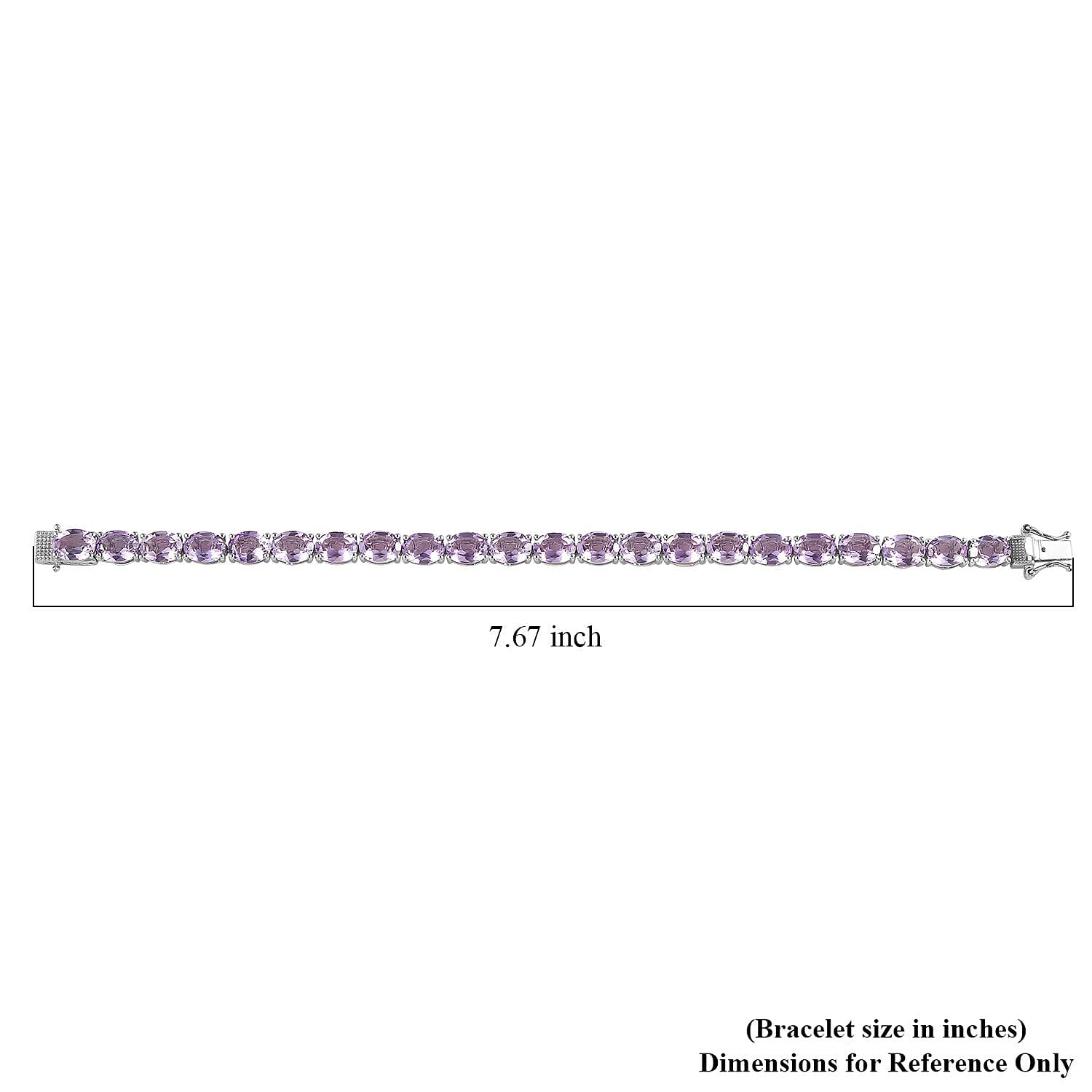 Premium Rose De France Amethyst Tennis Bracelet in Platinum Over Sterling Silver (7.25 In) 22.90 ctw