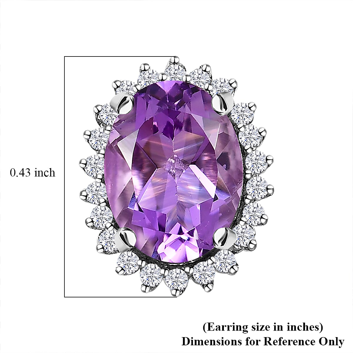 Premium Rose De France Amethyst and White Zircon Halo Stud Earrings in Platinum Over Sterling Silver 2.60 ctw image number 4