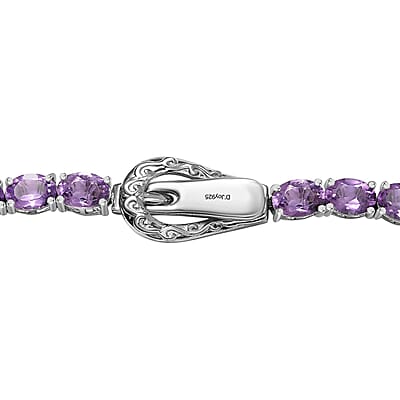Premium Rose De France Amethyst Tennis Necklace 18 Inches in Platinum Over Sterling Silver 43.90 ctw
