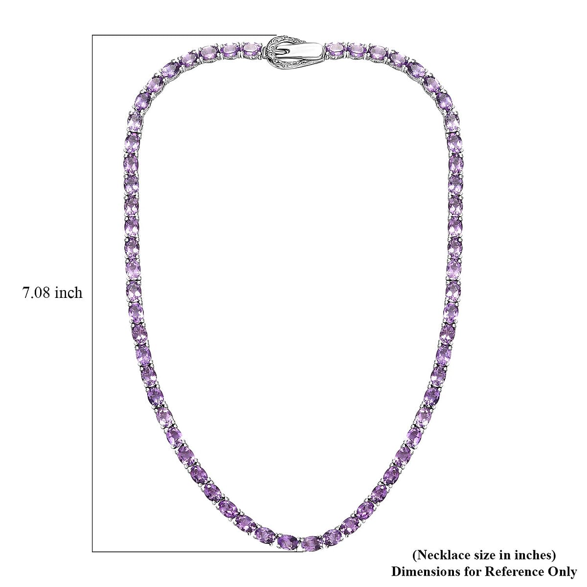 Premium Rose De France Amethyst Tennis Necklace 18 Inches in Platinum Over Sterling Silver 43.90 ctw image number 4