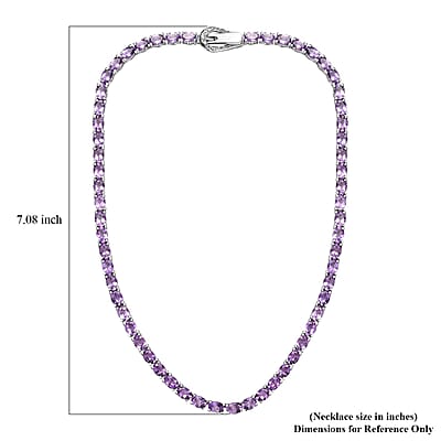 Premium Rose De France Amethyst Tennis Necklace 18 Inches in Platinum Over Sterling Silver 43.90 ctw