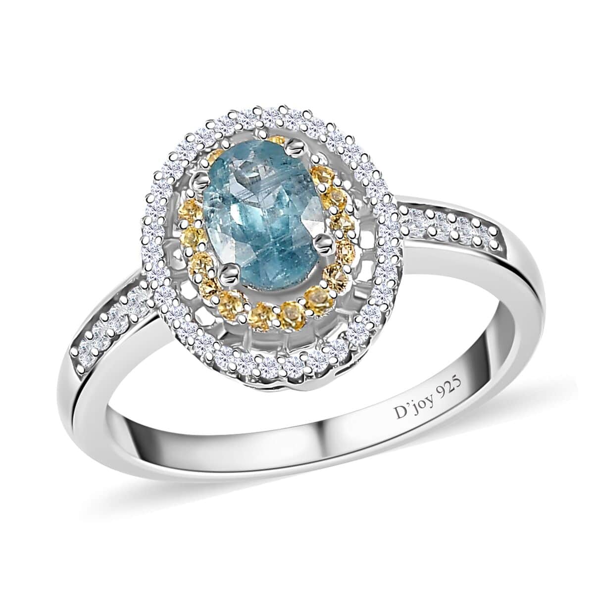 Premium Marine Kyanite, Multi Gemstone Ring in Platinum Over Sterling Silver (Size 10.0) 1.35 ctw image number 0