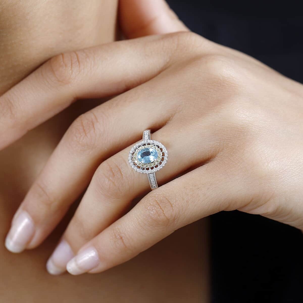 Premium Marine Kyanite, Multi Gemstone Ring in Platinum Over Sterling Silver (Size 10.0) 1.35 ctw image number 2