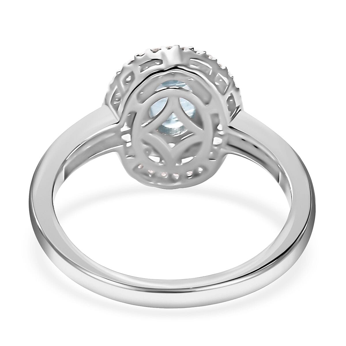 Premium Aqua Kyanite and Multi Gemstone Double Halo Ring in Platinum Over Sterling Silver (Size 8.0) 1.35 ctw image number 4