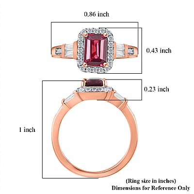 Premium Tanzanian Wine Garnet and White Zircon Halo Ring in Vermeil Rose Gold Over Sterling Silver (Size 10.0) 1.75 ctw