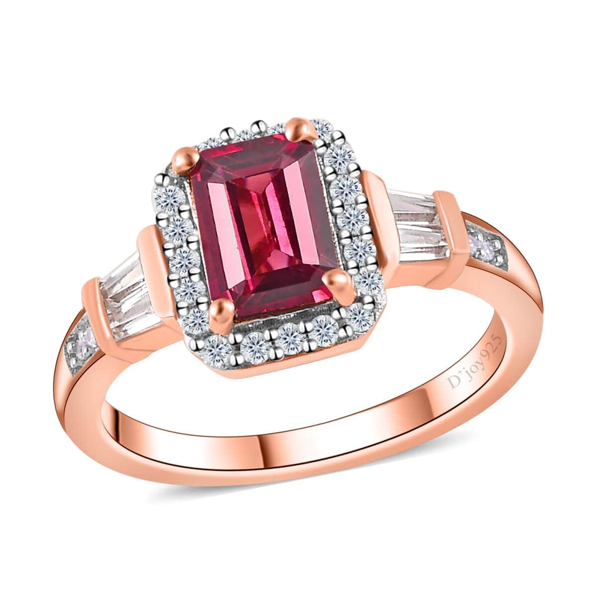 Premium Tanzanian Wine Garnet and White Zircon Halo Ring in Vermeil Rose Gold Over Sterling Silver (Size 6.0) 1.75 ctw image number 0