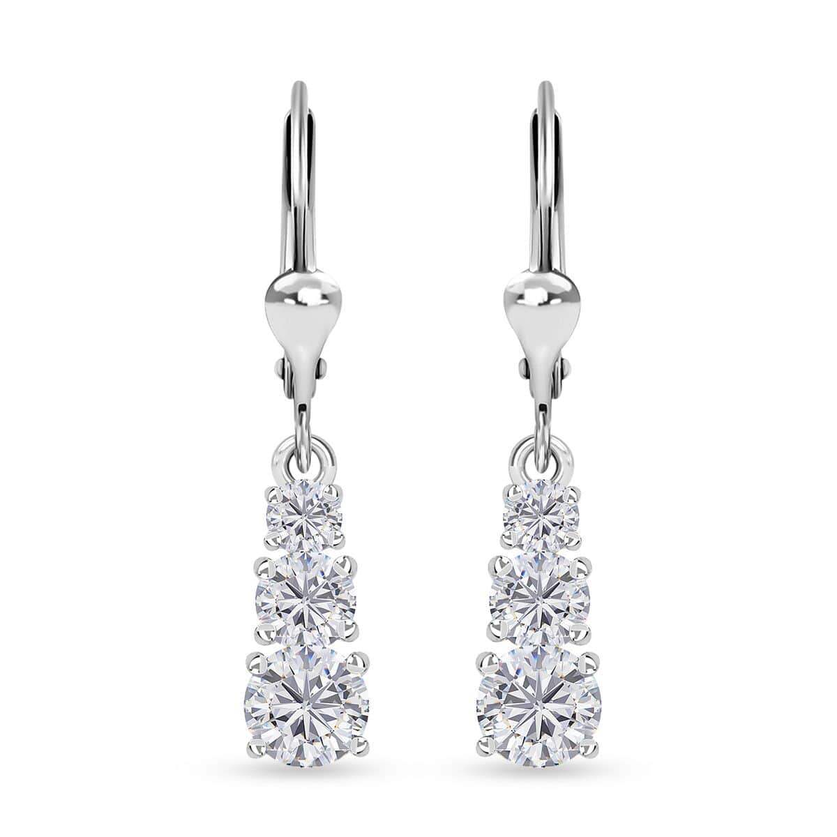 Moissanite Earrings in Platinum Over Sterling Silver 1.50 ctw image number 0