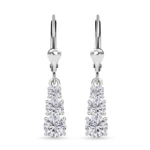Moissanite Earrings in Platinum Over Sterling Silver 1.50 ctw