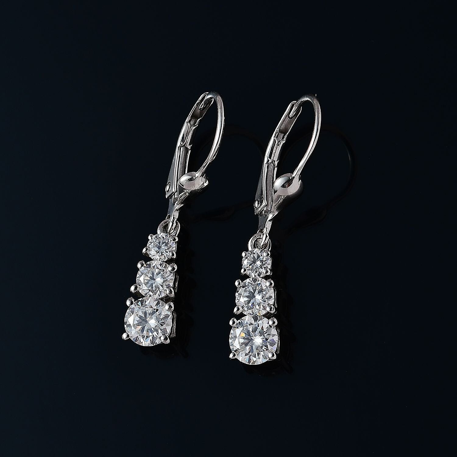 D'Joy Moissanite Earrings in Platinum Over Sterling Silver 1.50 ctw