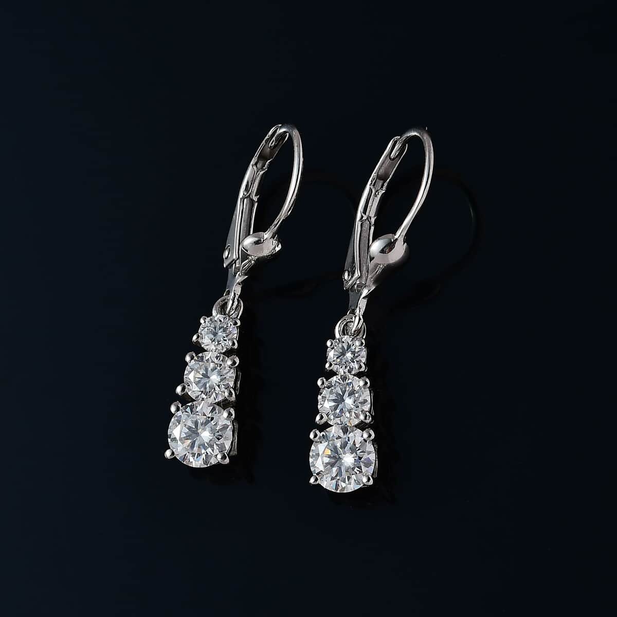 Moissanite Earrings in Platinum Over Sterling Silver 1.50 ctw image number 1