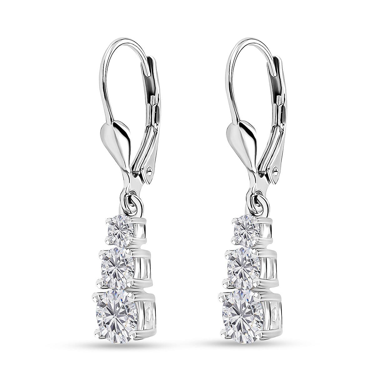 D'Joy Moissanite Earrings in Platinum Over Sterling Silver 1.50 ctw