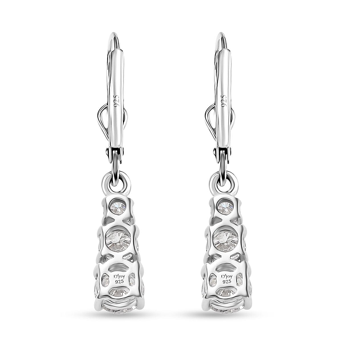 D'Joy Moissanite Earrings in Platinum Over Sterling Silver 1.50 ctw