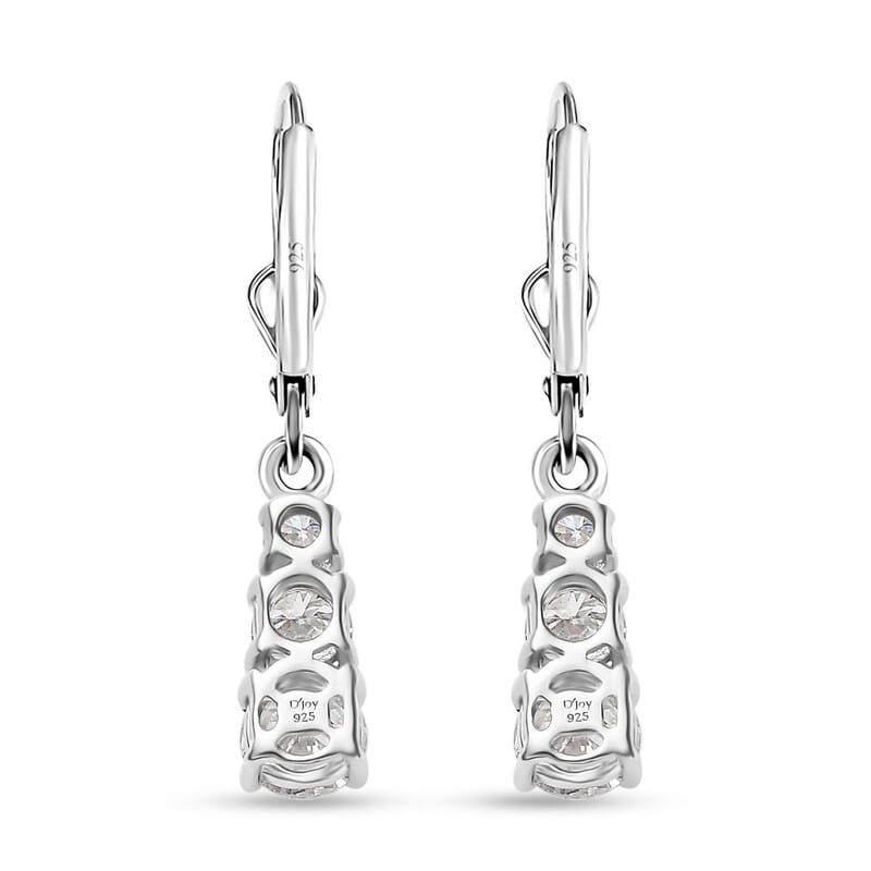 D'Joy Moissanite Earrings in Platinum Over Sterling Silver 1.50 ctw