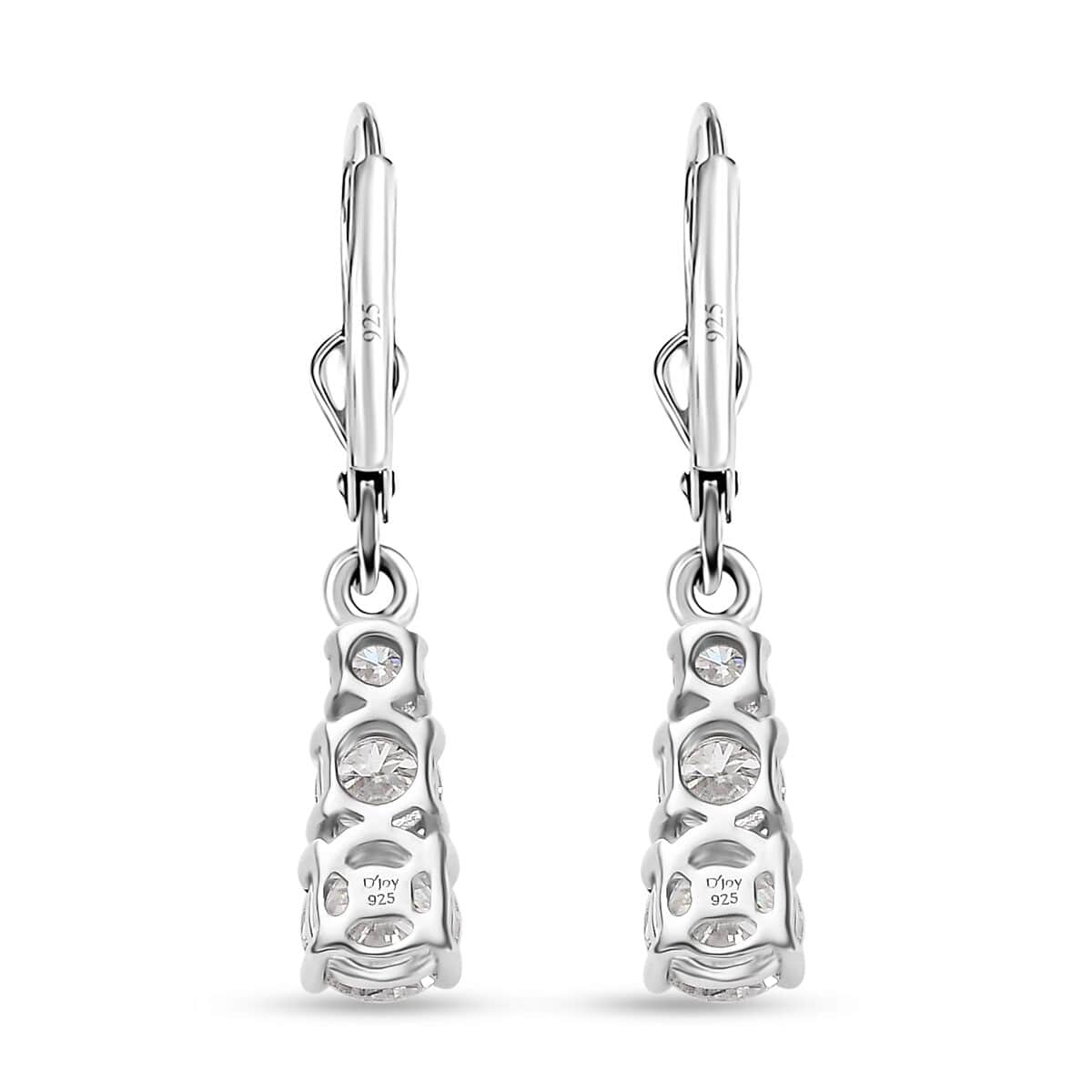 Moissanite Earrings in Platinum Over Sterling Silver 1.50 ctw image number 4