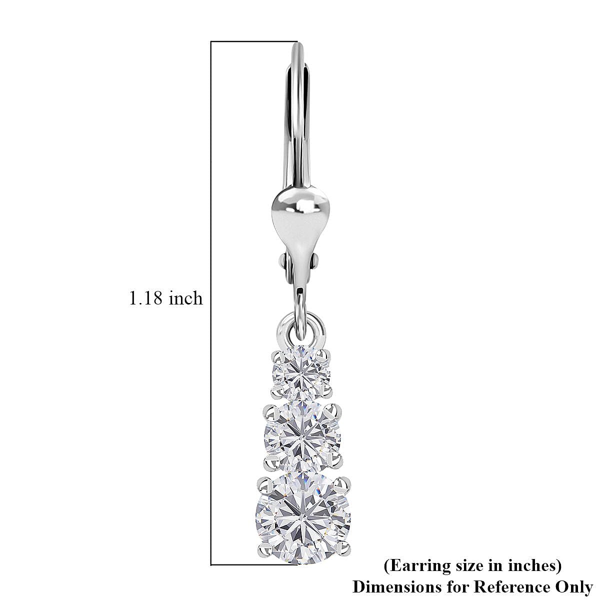 D'Joy Moissanite Earrings in Platinum Over Sterling Silver 1.50 ctw