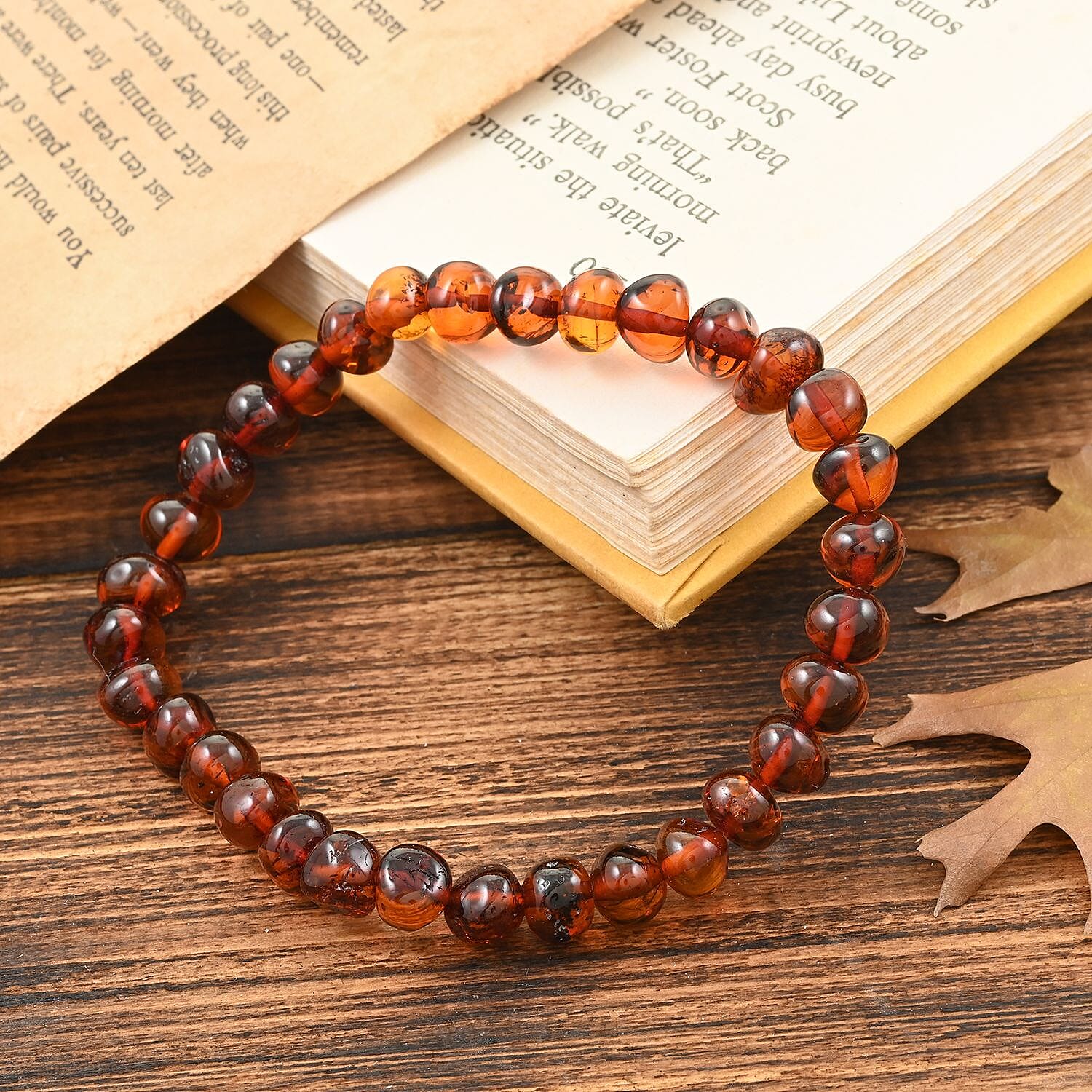 Baltic Amber Honey Beads Stretch Bracelet