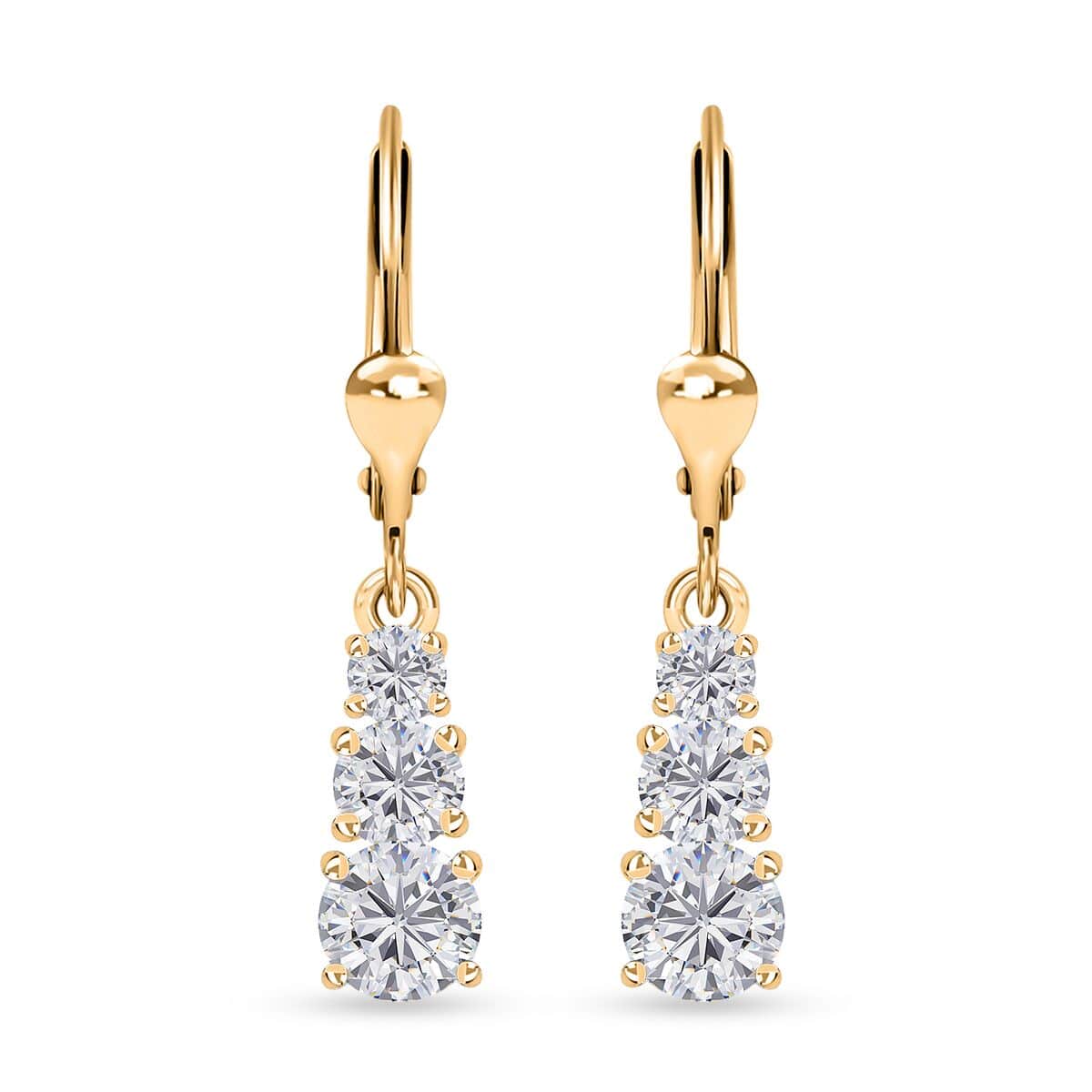 Moissanite 1.50 ctw Lever Back Earrings in Vermeil Yellow Gold Over Sterling Silver image number 0