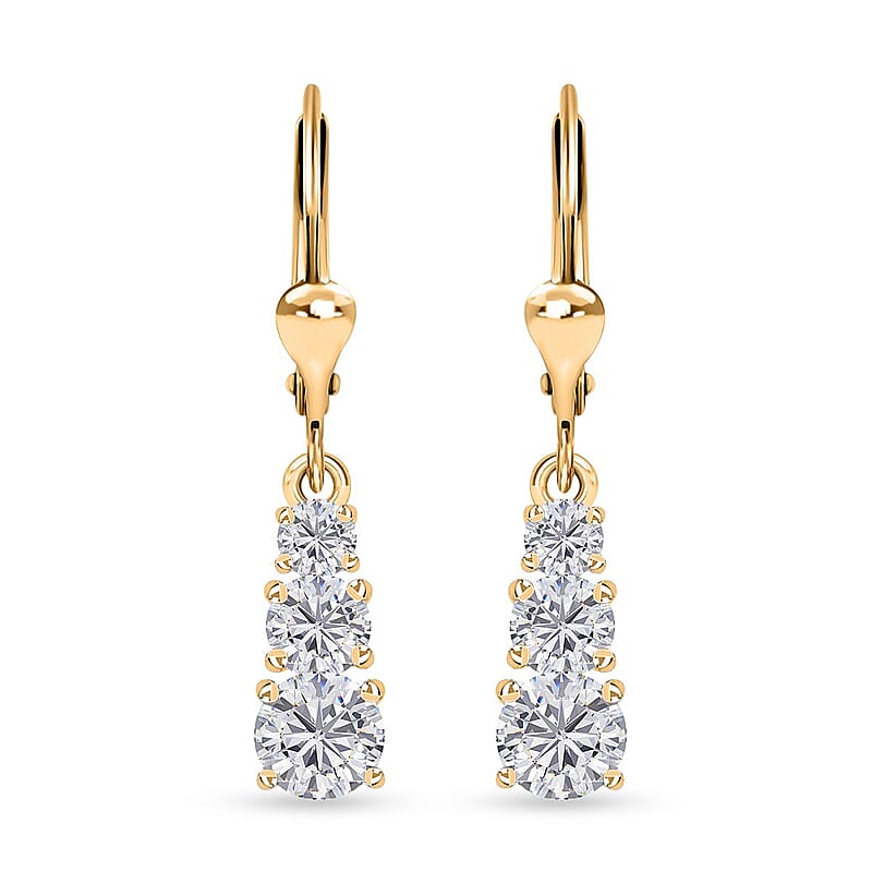 D'Joy Moissanite Lever Back Earrings in Vermeil YG Over Sterling Silver 1.50 ctw