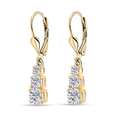 D'Joy Moissanite Lever Back Earrings in Vermeil YG Over Sterling Silver 1.50 ctw