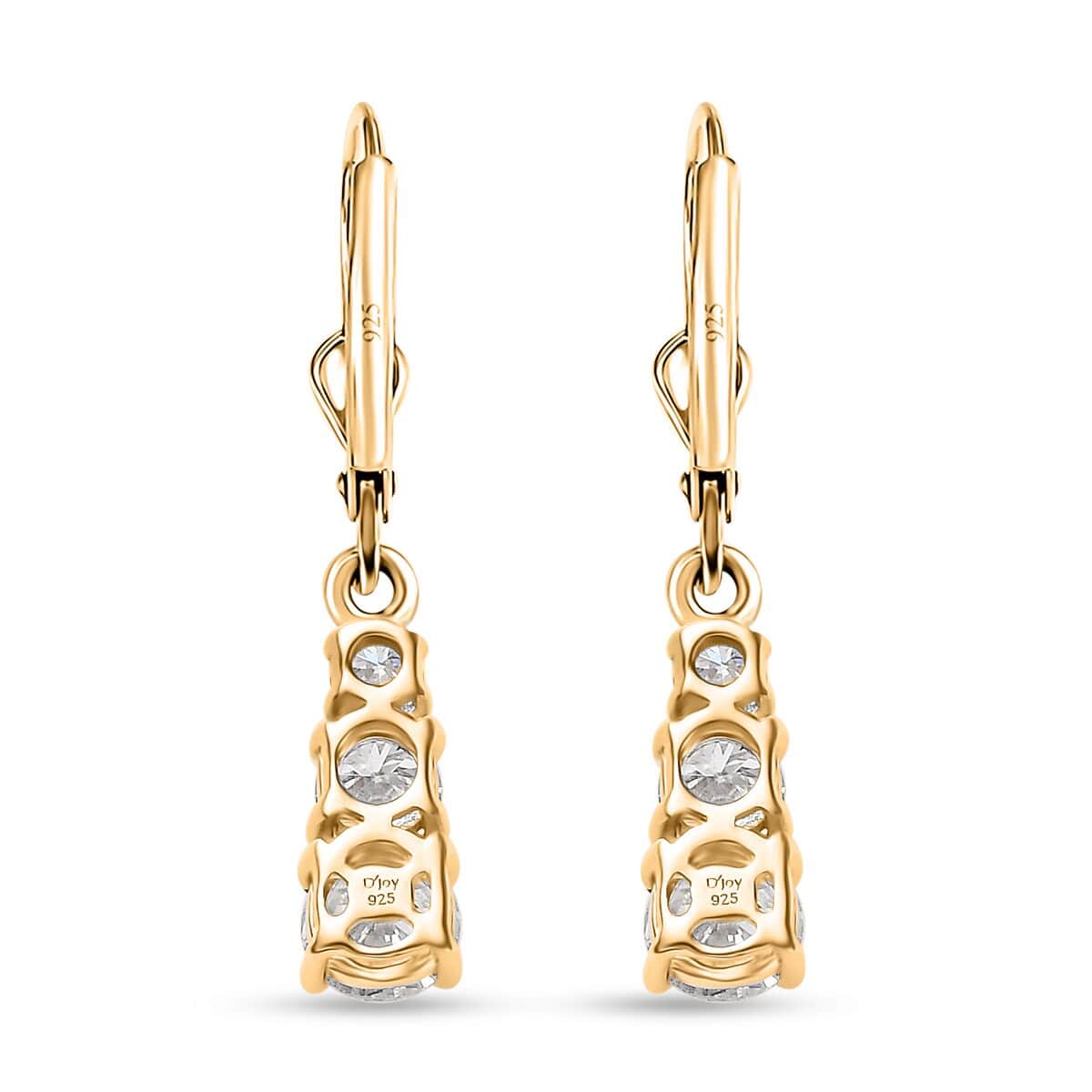 Moissanite 1.50 ctw Lever Back Earrings in Vermeil Yellow Gold Over Sterling Silver image number 4