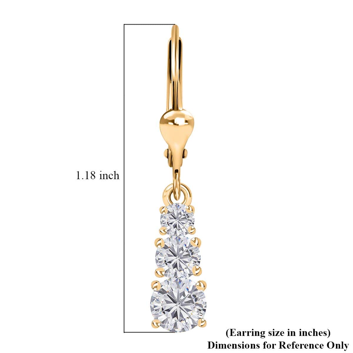 Moissanite Earrings in Vermeil Yellow Gold Over Sterling Silver 1.50 ctw image number 5