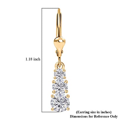 D'Joy Moissanite Lever Back Earrings in Vermeil YG Over Sterling Silver 1.50 ctw