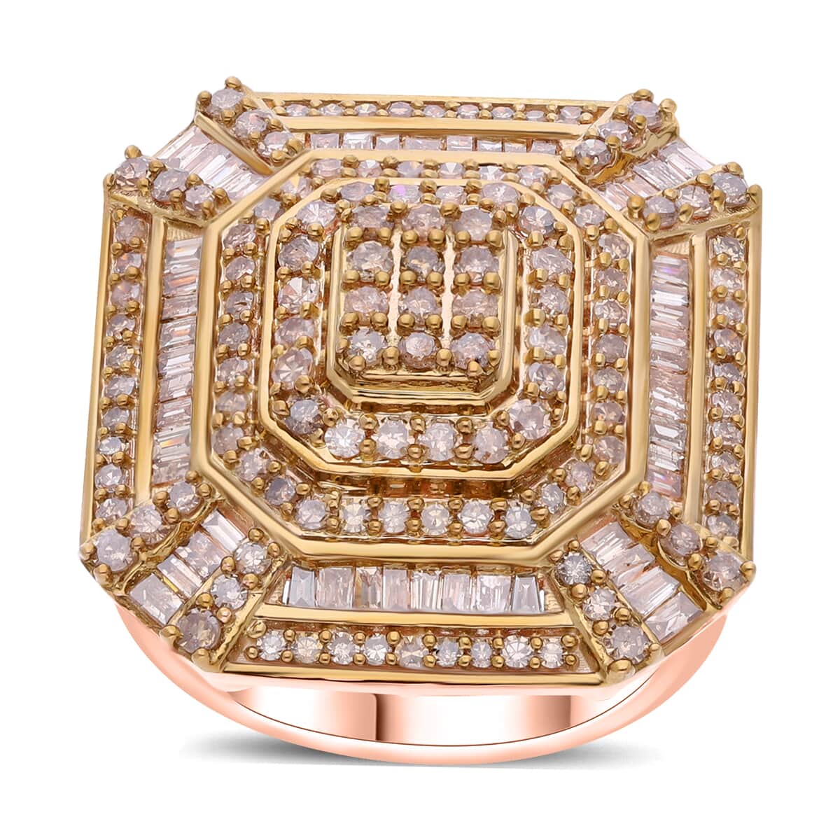 Natural Champagne Diamond 1.50 ctw Ring in Vermeil Rose Gold Over Sterling Silver (Size 6.0)  image number 0