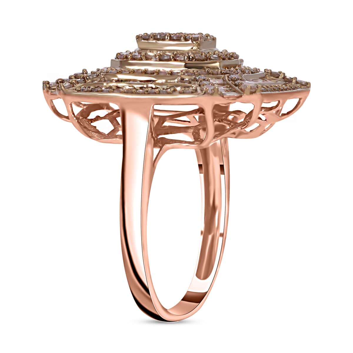Natural Champagne Diamond Ring in Vermeil Rose Gold Over Sterling Silver (Size 7.0) 1.50 ctw image number 3