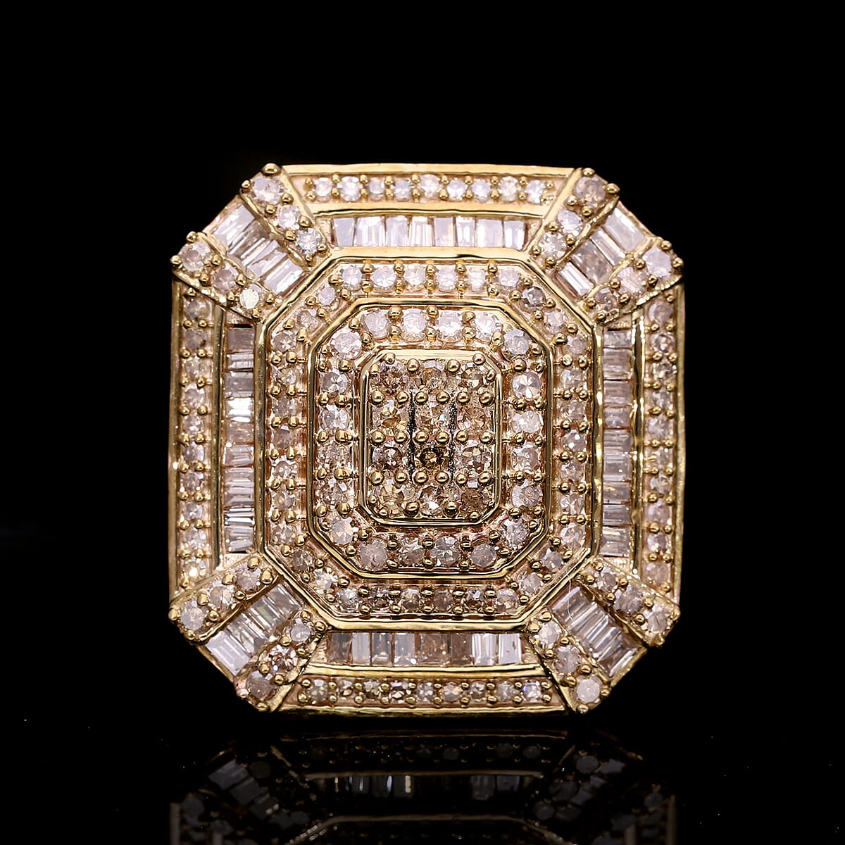 Natural Champagne Diamond Ring in Vermeil Rose Gold Over Sterling Silver (Size 10.0) 1.50 ctw image number 1