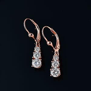 D'Joy Moissanite 1.50 ctw Lever Back Earrings in Vermeil Rose Gold Over Sterling Silver