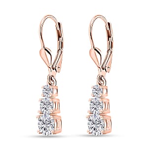 D'Joy Moissanite 1.50 ctw Lever Back Earrings in Vermeil Rose Gold Over Sterling Silver