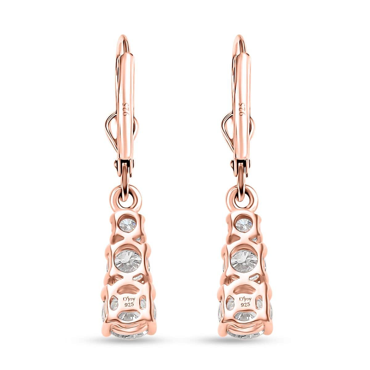 Moissanite 1.50 ctw Lever Back Earrings in Vermeil Rose Gold Over Sterling Silver image number 4