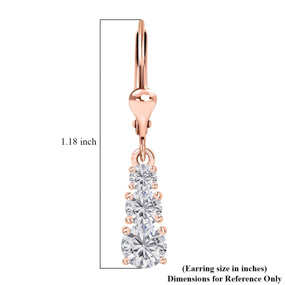 Moissanite Earrings in Vermeil Rose Gold Over Sterling Silver 1.50 ctw image number 5